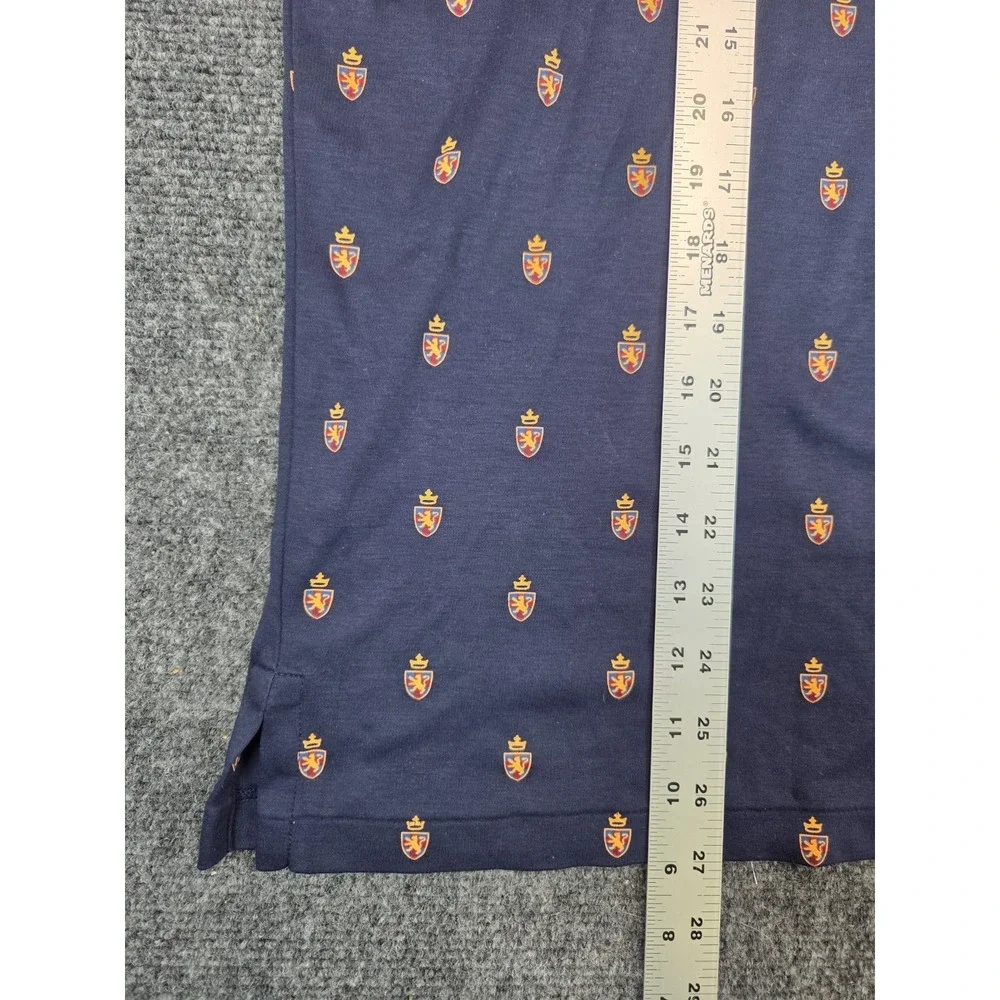 Polo Ralph Lauren Shirt Mens Large Blue All Over Crests Custom Slim Fit